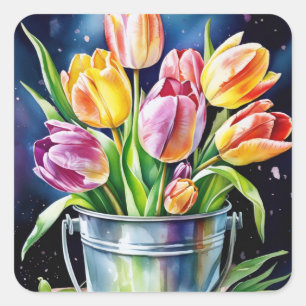 Tulip Stickers Fyrkantigt Klistermärke