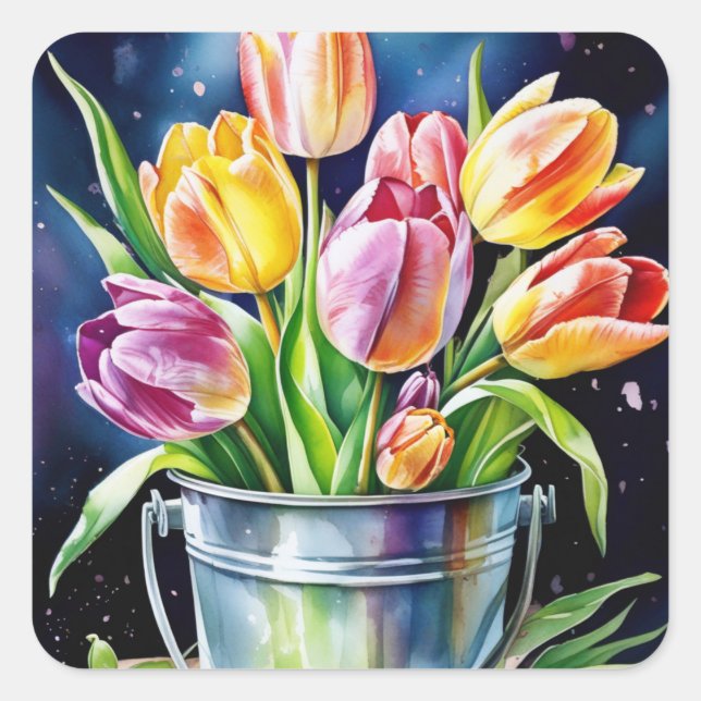 Tulip Stickers Fyrkantigt Klistermärke (Framsida)