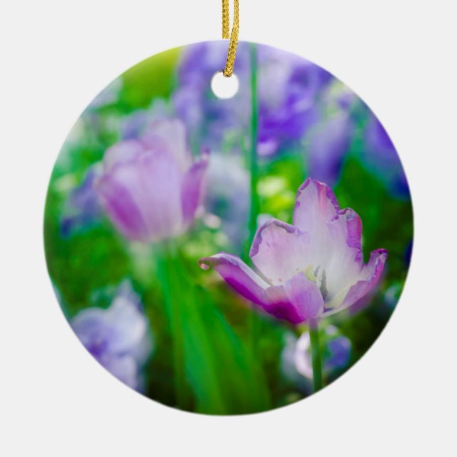 Tulip-trädgård, Giverny, Frankrike Julgransprydnad Keramik (Framsidan)