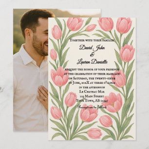 Tulip Treasure Photo Wedding-inbjudan Inbjudningar