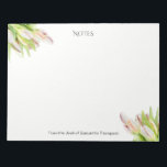 Tulip, vattenfärg, rosa och grönt. anteckningsblock<br><div class="desc">Dina egna dynor för anteckning av personlig med elegant-tulpaner. Anpassa texten efter behov.</div>