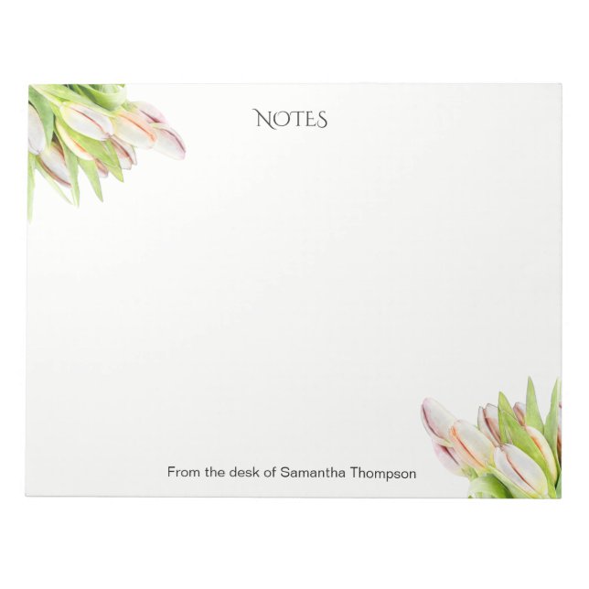 Tulip, vattenfärg, rosa och grönt. anteckningsblock (Framsida)