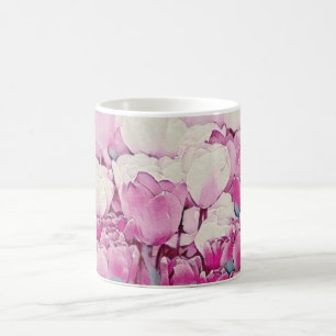 Tulip vattenfärgsblommor kaffemugg