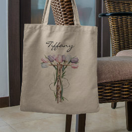 Tulipbukett Bokstav T Blommig Monogram Anpassat Na Tygkasse