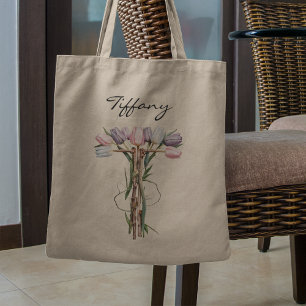 Tulipbukett Bokstav T Blommig Monogram Anpassat Na Tygkasse