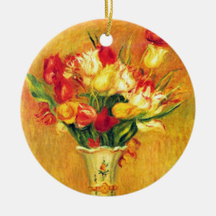 Tuliper från Pierre Renoir, Vintage Impressionism Julgransprydnad Keramik