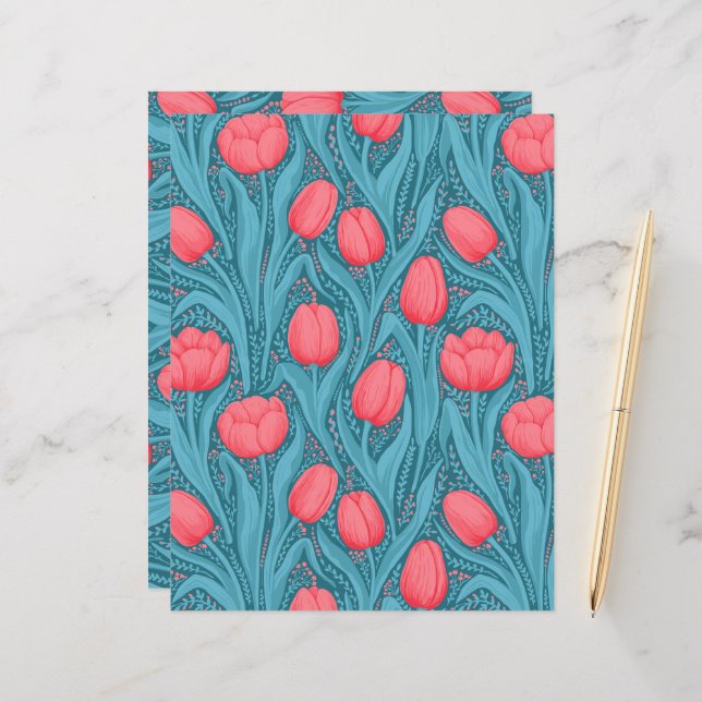 Tuliper i blått och rött (Fram/Back In Situ)