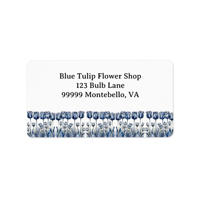 Tuliper i Delft Blue-anpassade Adressetikett (Framsidan)