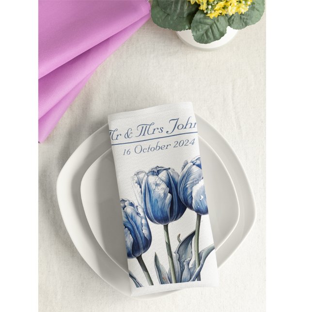 Tuliper i Delft Blue-anpassade Pappersservett (Skapare uppladdad)
