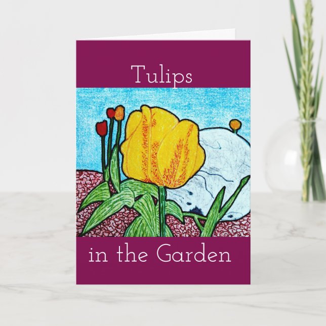 Tuliper i Garden Blank Greeting Card Tack Kort (Framsida)