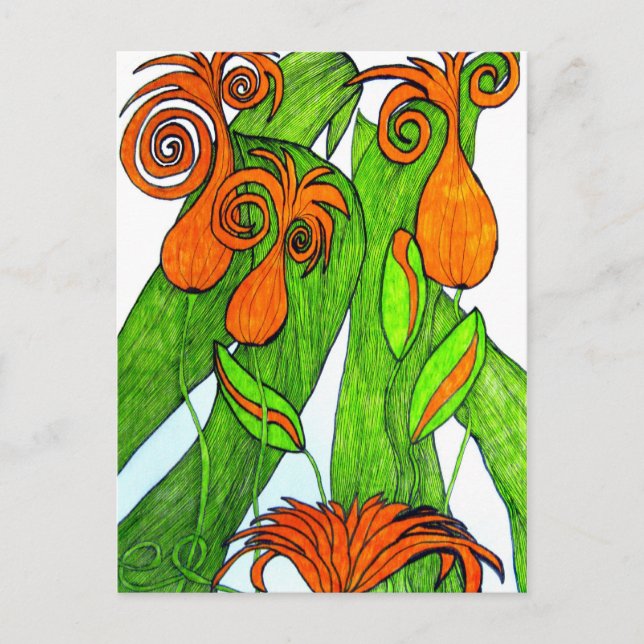 Tuliper i vykort för orange (Framsida)