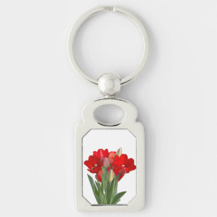 Tuliper Rektangulärt Silverfärgad Nyckelring