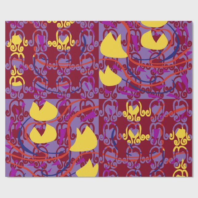 Tulipglödljus Kopparblommor Presentpapper (Platt)