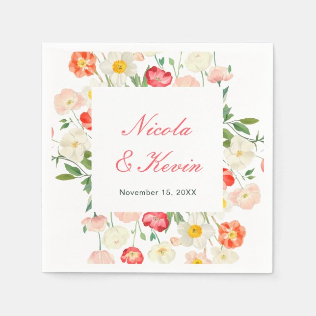 Tulips and Daffodils Spring Wedding Pappersservett (Framsidan)