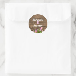 Tulips & Barnwood Pastel Personlig Stickers Runt Klistermärke