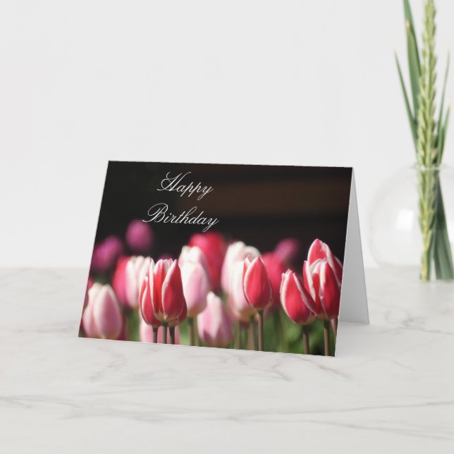Tulips Birthday eller Greeting Card. Anpassa Kort (Framsida)