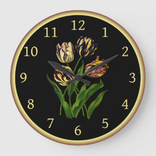 Tulips Bizarres 002 ~ Botanical Art ~ Stor Klocka