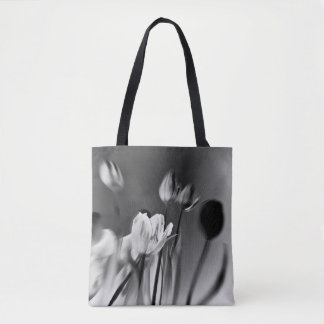 Tulips Black and White Tote Bag Tygkasse