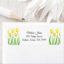 Tulips Blommigt Watercolor Bröllop Returadress Etikett