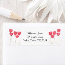 Tulips Blommigt Watercolor Bröllop Returadress Etikett