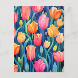 Tulips-Blommönster Vykort