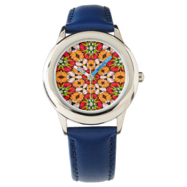 Tulips Bouquet Mönster Armbandsur (Framsida)