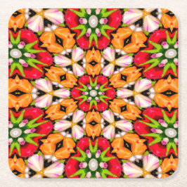 Tulips Bouquet Mönster Underlägg Papper Kvadrat