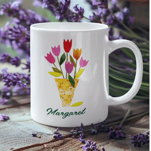 Tulips Bouquet Söt Blommigt Personlig Tea Kaffemugg