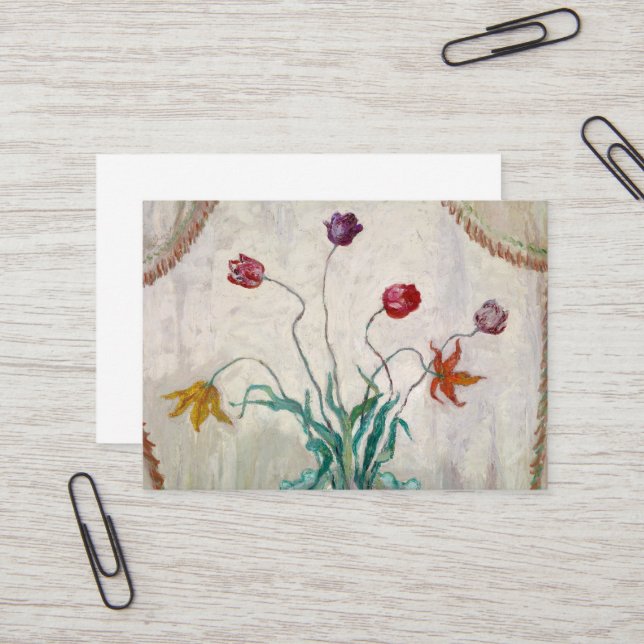 Tulips-Bowl av Florine Stettheimer Visitkort (Fram/Back In Situ)
