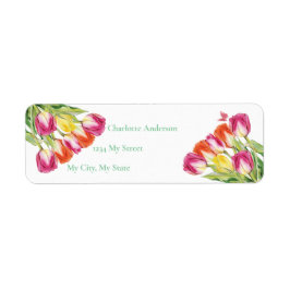 Tulips & Butterfly White-Möhippa Returadress Etikett