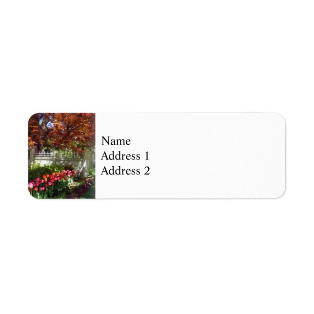 Tulips by Dappled Fence Returadress Etikett (Framsidan)