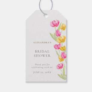 Tulips Calligraphy Rosa Vår Boho Möhippa Presentetikett