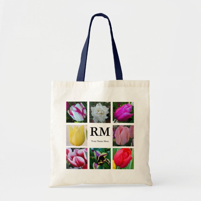 Tulips Collage #1 Tote Bag Tygkasse (Framsidan)