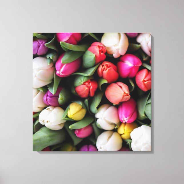 Tulips Colorful Flowers Påsk Vår Canvastryck (Framsida)