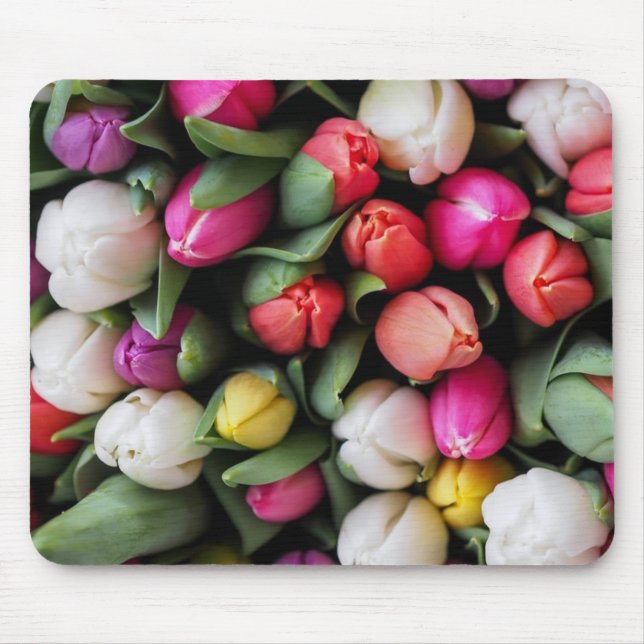 Tulips Colorful Flowers Påsk Vår Musmatta (Framsidan)