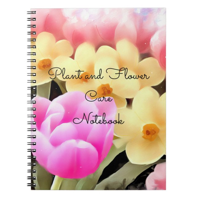 Tulips Daffodils Plant Care Notebook Anteckningsbok (Framsidan)