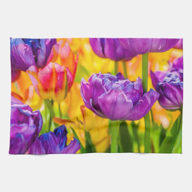 Tulips Enchanting Deep Rosa Kökshandduk (Horisontell)