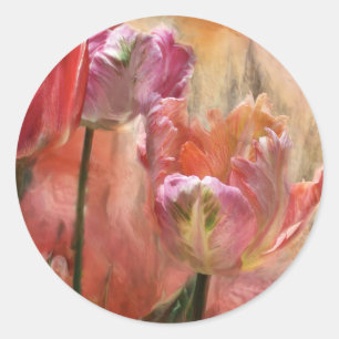 Tulips - Färg Kärlek Art-märkning Runt Klistermärke