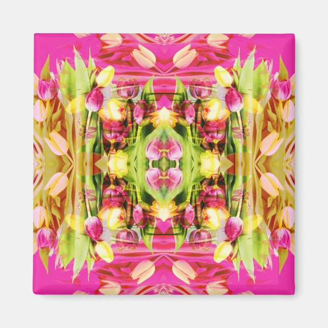 TULIPS - Färgad Tulips of Fractal Art - Magnet (Framsidan)