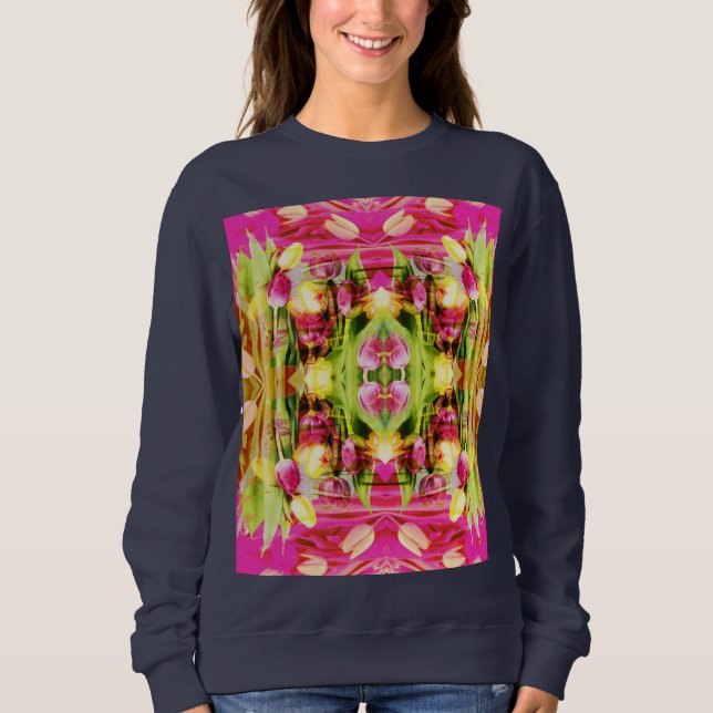 TULIPS - Färgad Tulips of Fractal Art - T Shirt (Framsida)