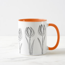 Tulips Flowers Teckning Gardener Mugg