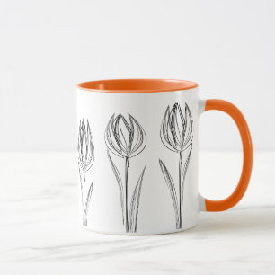 Tulips Flowers Teckning Gardener Mugg