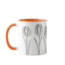 Tulips Flowers Teckning Gardener Mugg