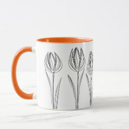 Tulips Flowers Teckning Gardener Mugg