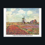 Tulips från Nederländerna av Claude Monet Vykort<br><div class="desc">Tulips från Nederländerna av Claude Monet.

Tulips från Hollands mästerverk av Claude Monet.

 Claude Monet: Franskens upphovsman till den  prästmålningen. Begreppet intryck härstammar från titeln på hans målning � intrycket,  slimmad �.</div>