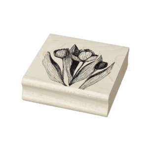 Tulips, Hand plockade Engraved Frimärke Stämpel