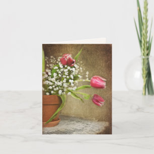 Tulips i Clay Pot Kort