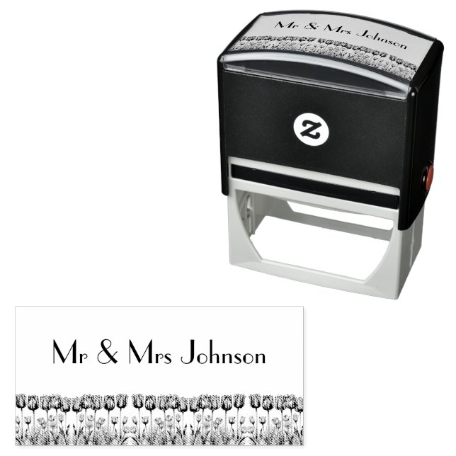 Tulips i Delft Blue Självfärgande Stämpel (In Situ)