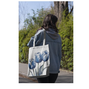 Tulips i Delft Blue Tygkasse