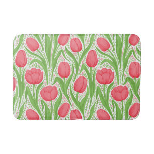 Tulips i rött och grönt badrumsmatta